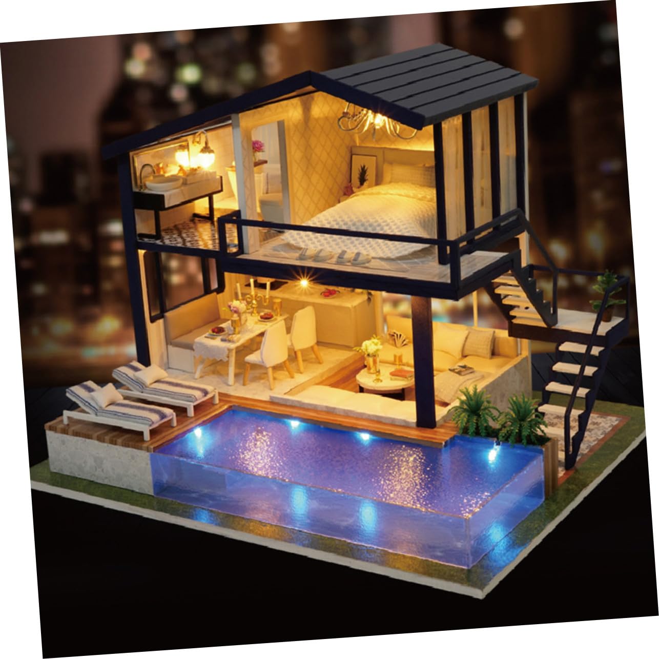 BESTonZON Modelo de Cabina DIY para Casa de Muñecas, Juguete de Montaje Manual de Madera y Plástico, Fácil de Construir y Decorativo Familia en Casa