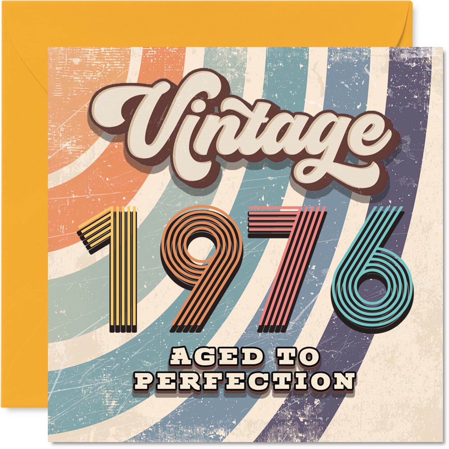 50th Birthday Card for Men Women - Vintage 1976 Aged To Perfection - Happy 50 Birthday Cards for Husband Cousin Dad Friend Niece Uncle, 145mm Bday Greeting Cards