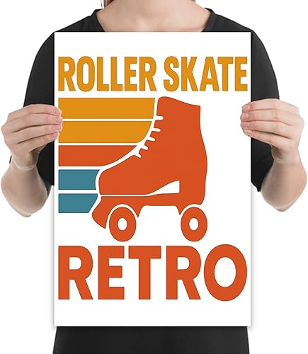 Miniatura 2 de Retro Roller Skate Art - Teen Skaters - 13x19 Poster Print - Bold 70s Stripes