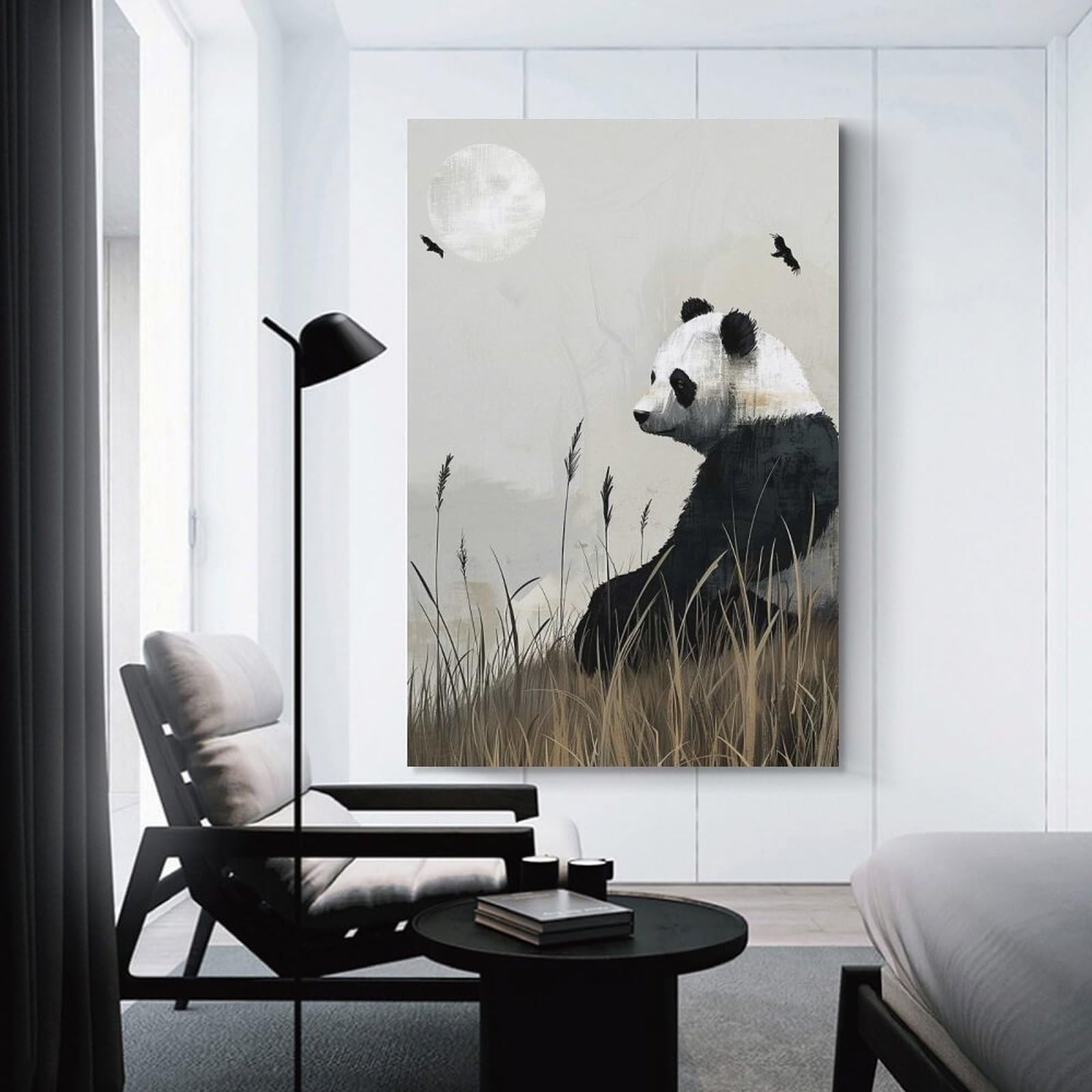 Junmoney Unframe-Style-23 Panda In Tall Grass Canvas Wall Decor, 20X30inch(50X75cm), For Flats, Guest Rooms Or Compact Rooms, Decorative Canvas Decor For Home Updates