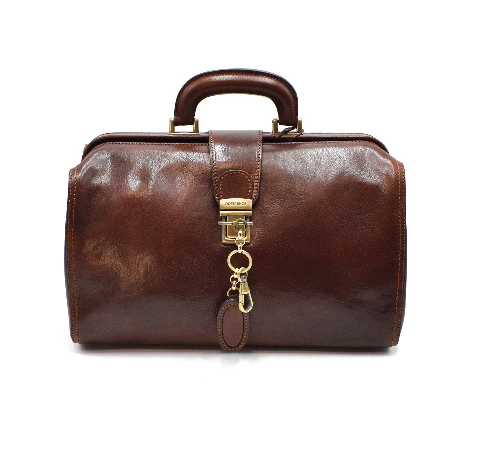 D&D - Borsa medico Minimal con Tracolla e Portachiavi in pelle abbinato - Made in Italy