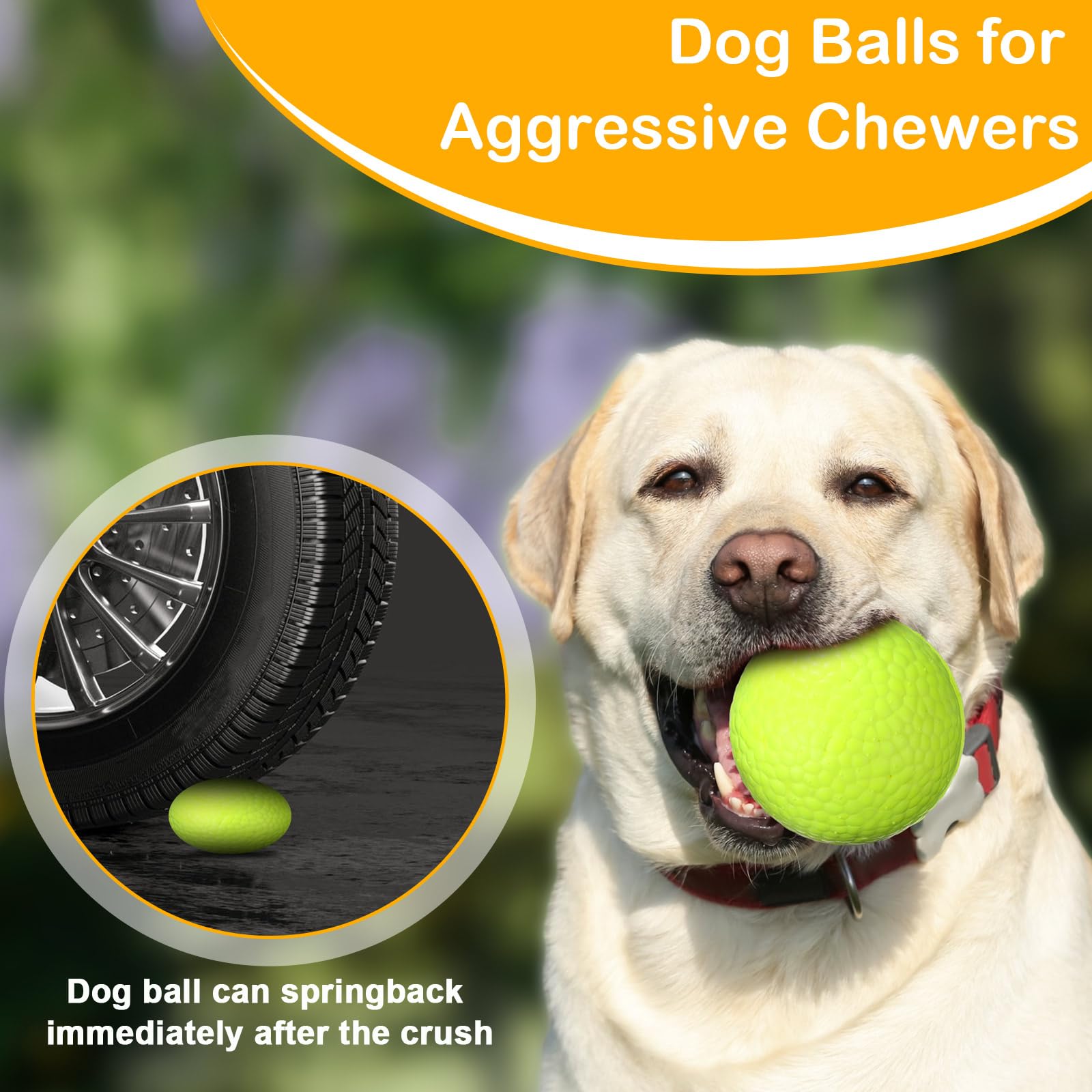 Jenaai Hundebälle für aggressive Kauer, Tennisball, 7,4 cm, unzerstörbar, langlebig, federnd, schwimmend, interaktive Hundebälle für große, mittelgroße und kleine Hunde und Welpen, 12 Stück (helle