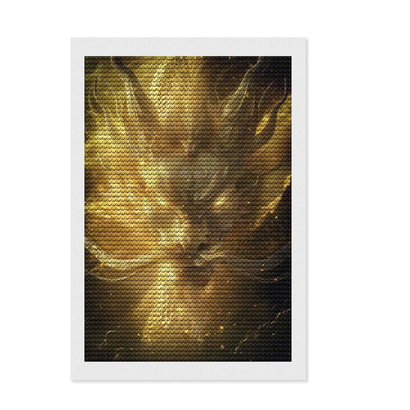 Junmoney Golden Dragon Crystal Diamond Art Kit 8"x12", Festive Craft Gift, Aesthetic Room Decor, with Tool Kit, Creative Gift Idea
