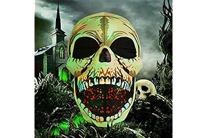 GOOSH 4 FT Halloween Inflatables Scary Skull Outdoor Decorations Blow Up Yard
