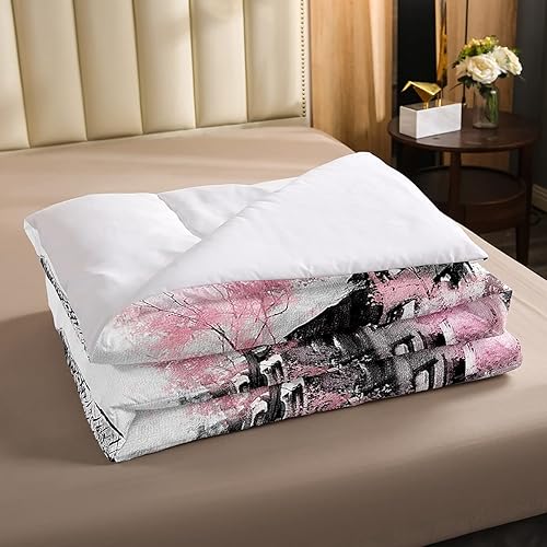 Miniatura 2 de Pink Paris - Juego de edredón de la Torre Eiffel de París, tamaño Queen, estilo francés, para parejas, enamorados, juegos de ropa de cama para