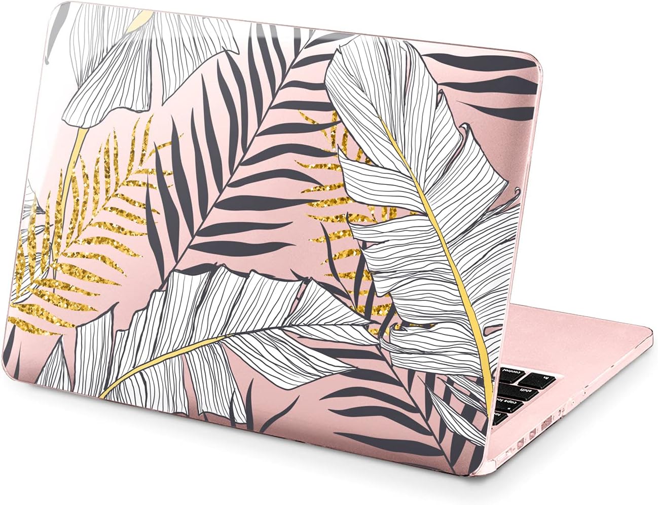 Hard Case Compatible for MacBook Pro 16 14 M3 M2 2023 M1 Pro 13 2022 Air 13 2021 Retina 2020 Mac 11 12 Cover Protective Abstract Leaf Palm Luxury Tropical Golden Print Design Leaves Laptop