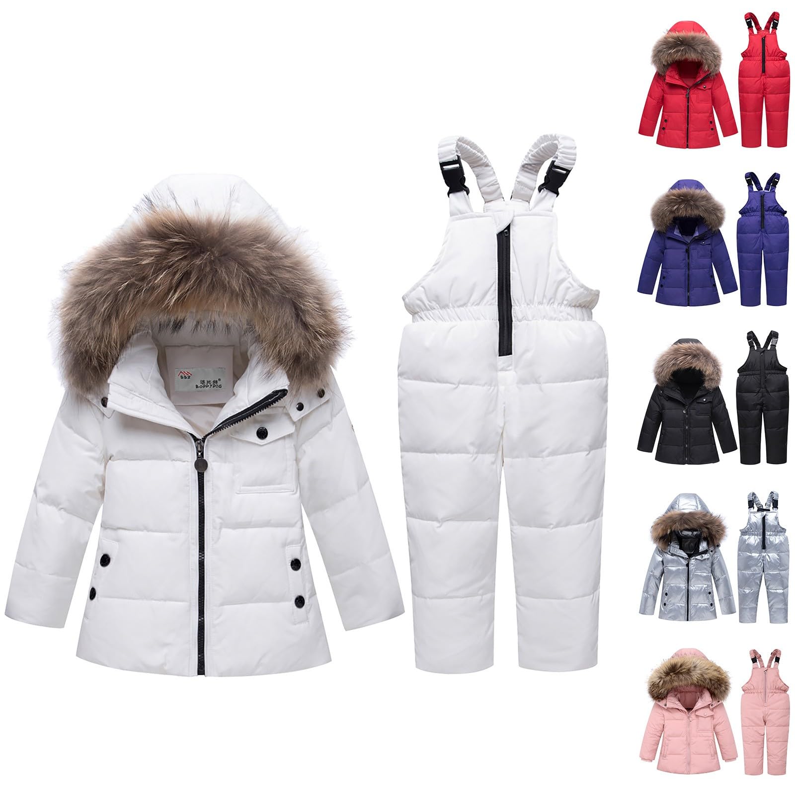 Toddler - Chaqueta de nieve de 2 piezas para bebé, niño y niña, con capucha para invierno, con mono de esquí, ropa cálida para exteriores