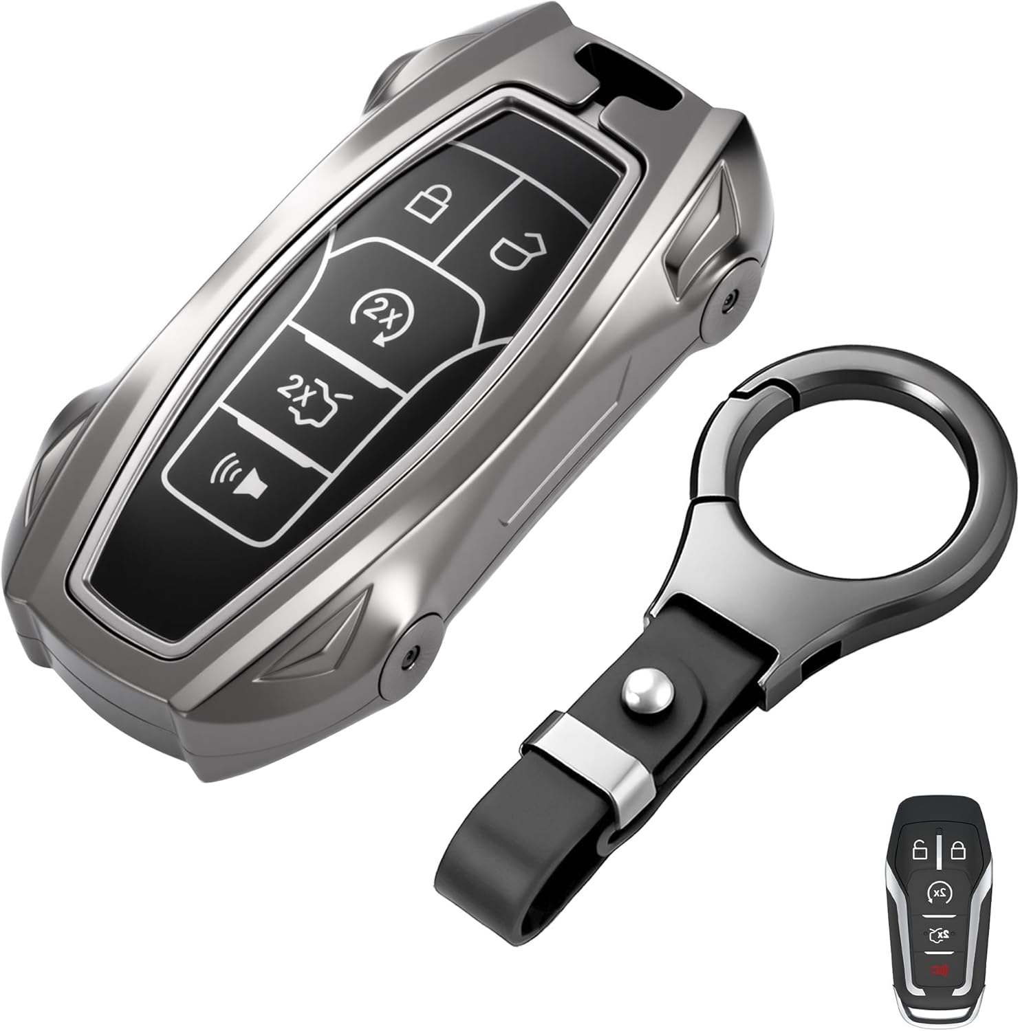 Heavy Key Fob Cover for Ford Zinc Alloy Metal Key Case Compatible with Fusion Mustang Edge Explorer F150 MKC