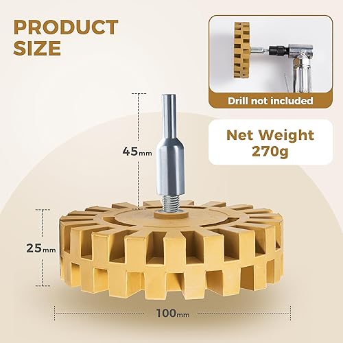 Miniatura 4 de Removedor de Calcomanías Rueda de Goma Borradora Rueda de Goma Borradora para Taladro Remueve Rayas de Automóviles Cintas de Vinilo y Adhesivos