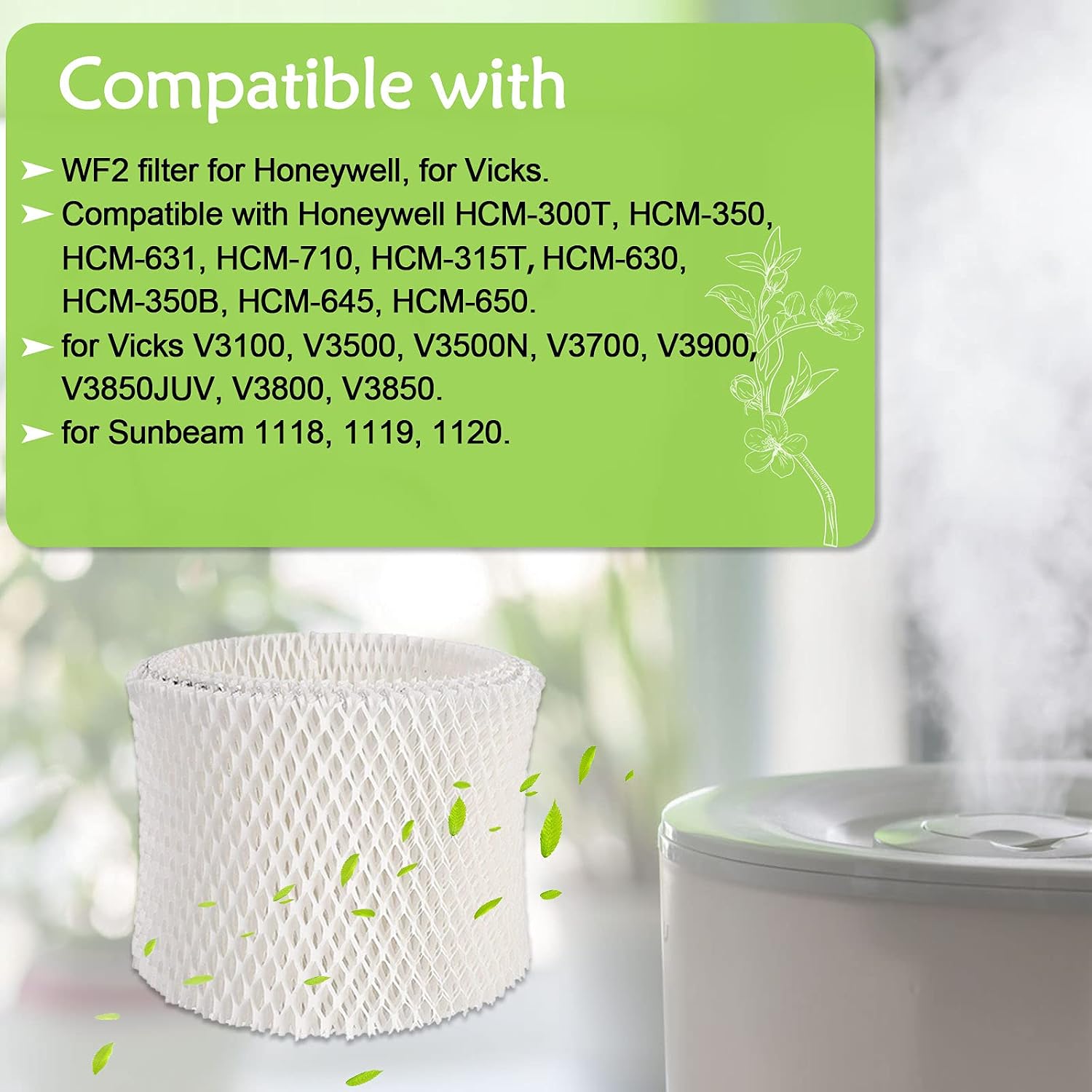 IOYIJOI Humidifier Filter Replacement Compatible with Vicks WF2 3020, V3100, V3500, V3500N, V3600, V3800, V3850 and V3900 (White-6pcs)
