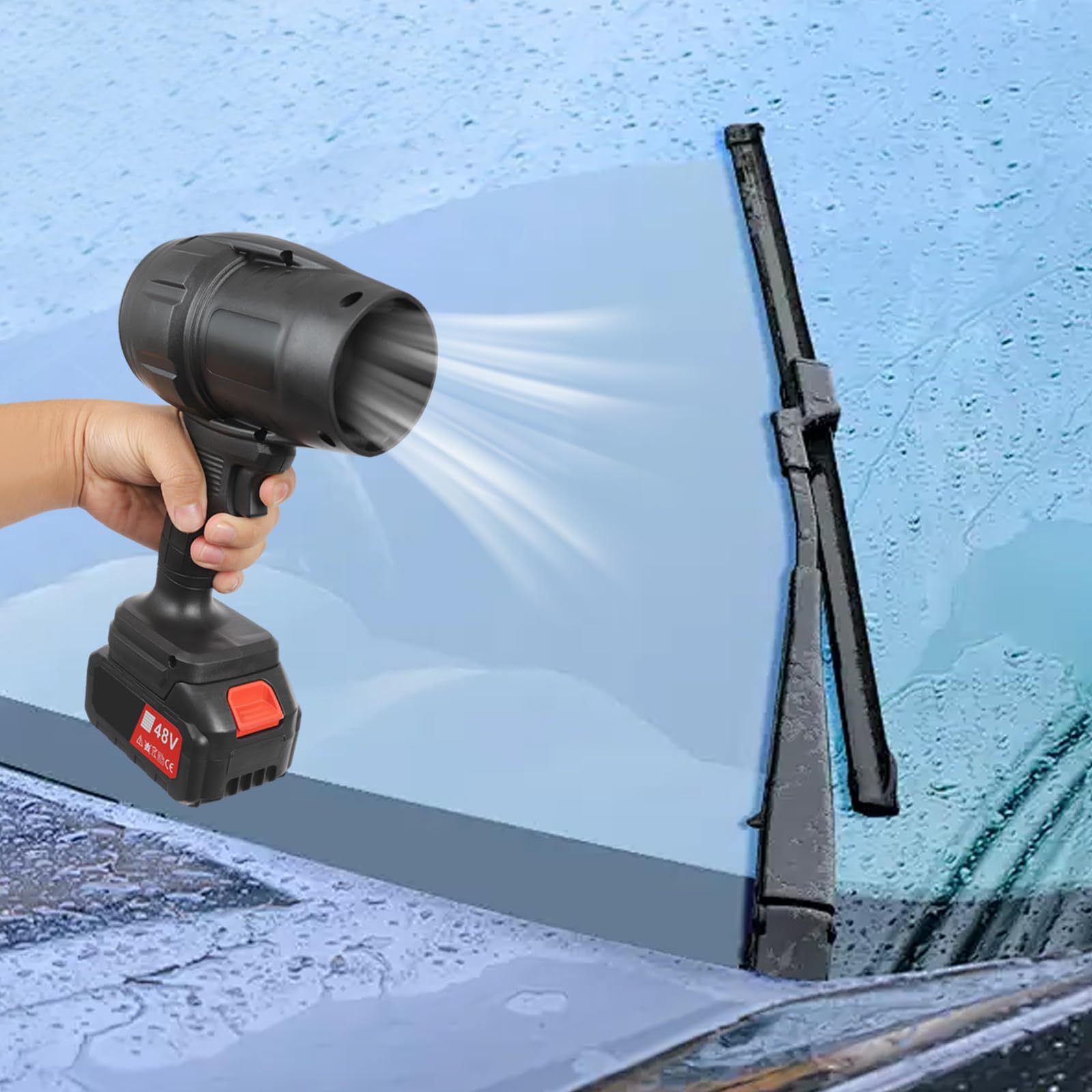 CNCEST Car Dryer, Portable Cordless Car Dryer, 200W 28000rpm Car Blower, for Home Cleaning, Car Cleaning, Floor Cleaning, Pet Hair Cleaning (Black)