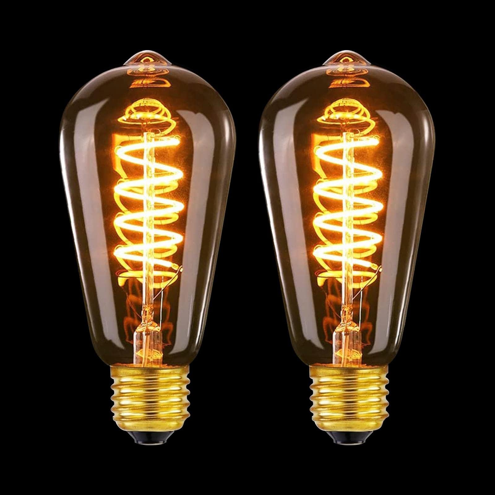 MLOQI 2 Pack E27 Screw Bulb Vintage Edison LED Light Bulbs, 4W,2200K, E27 Squirrel Cage Shaped LED Dimmable Bulbs Antique Style Warm Glow