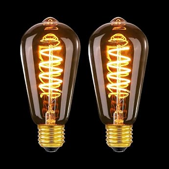 MLOQI Pack of 2 E27 LED Vintage Light Bulbs 6 W 2700 K Retro Warm White Dimmable LED Edison Bulbs E27