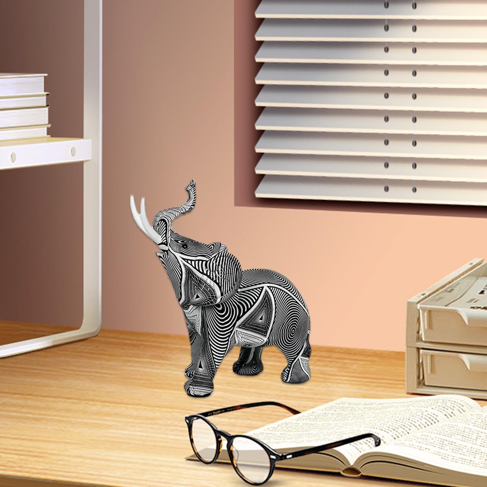 Statua Elefante Graffiti In Resina Blu - Decorazione Moderna Per Casa, Ufficio O Regalo - Foto 7