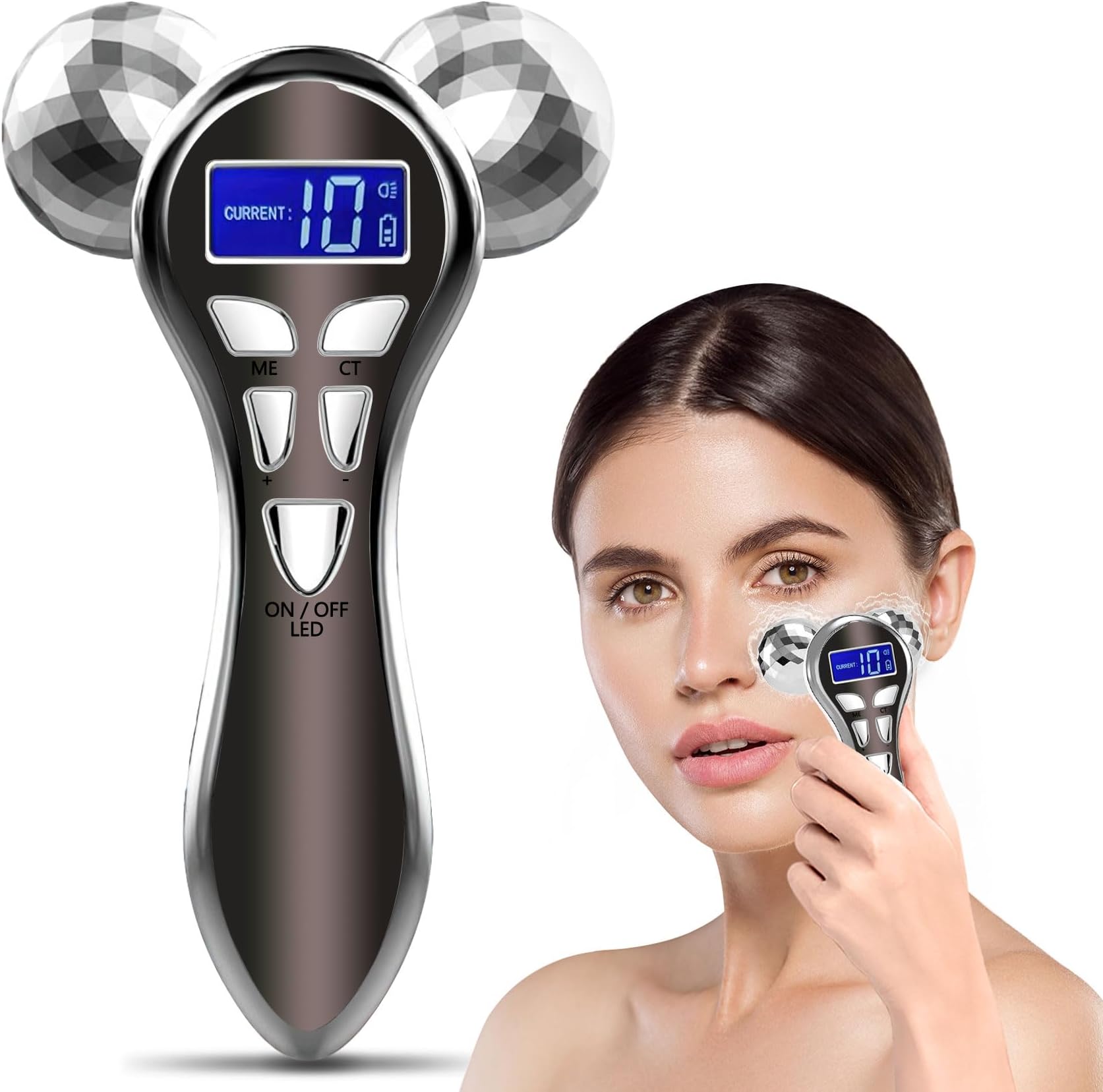 Microcurrent Face Massager Roller, 5D Microcurrent Facial