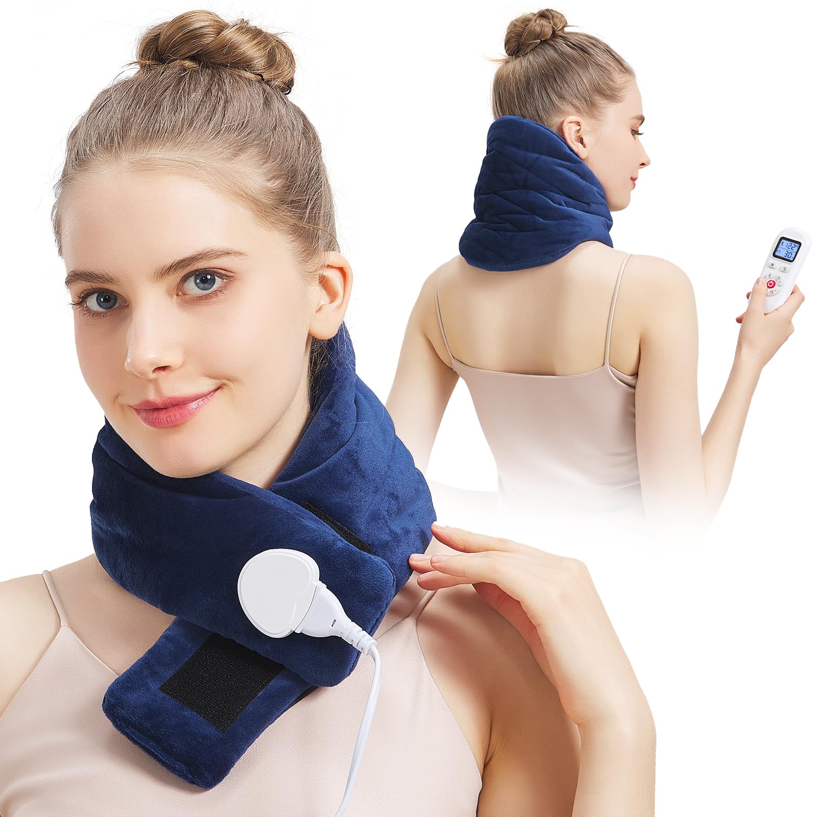Neck Heating Pad for Neck Pain Relief - 30"×8" Hands-Free Heated Neck Wrap Warmer for Soreness Stiffness Cervical Spondylosis - 86-158? Fast Heat Pack 0-90min Auto Shut-Off