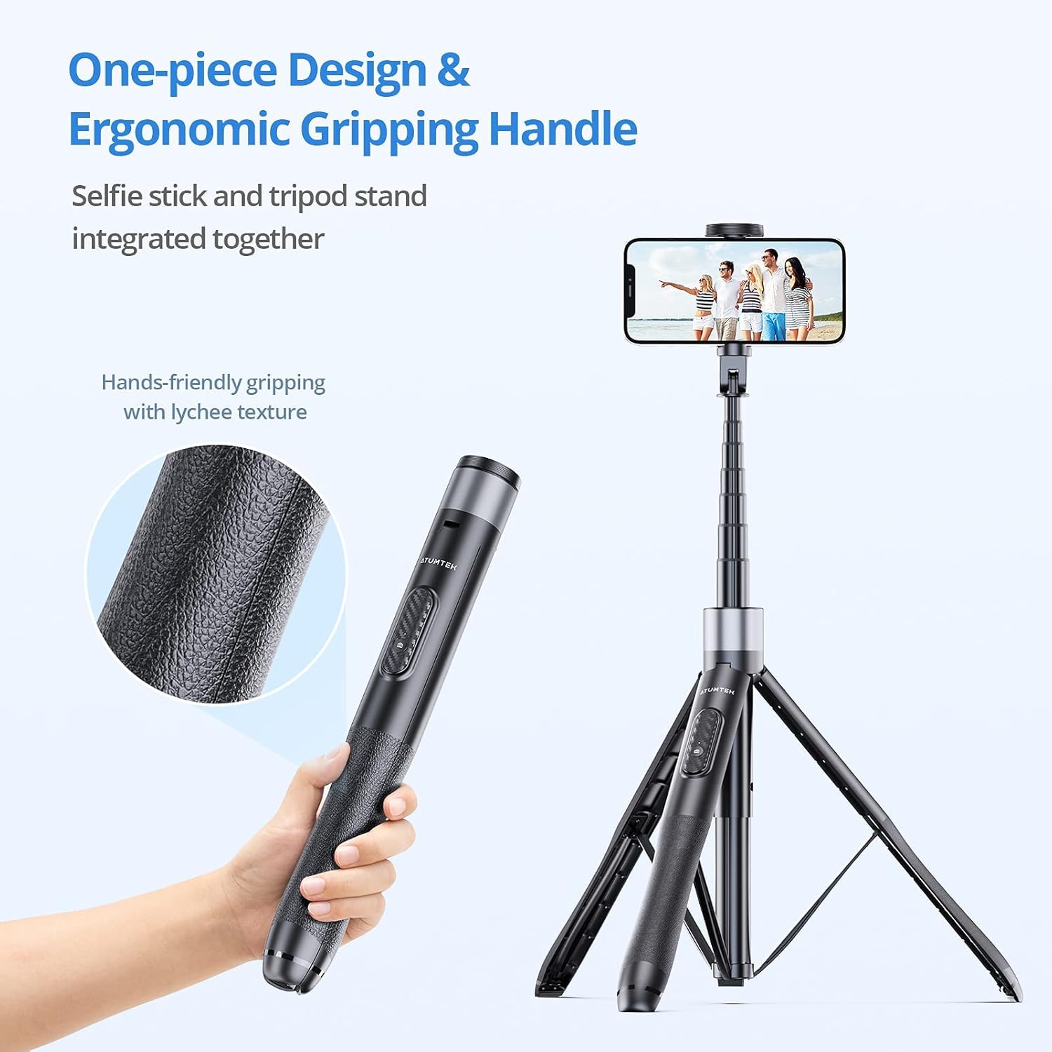 Bastone Selfie Treppiede Con Telecomando Bluetooth – Telescopico Per Smartphone – Nero