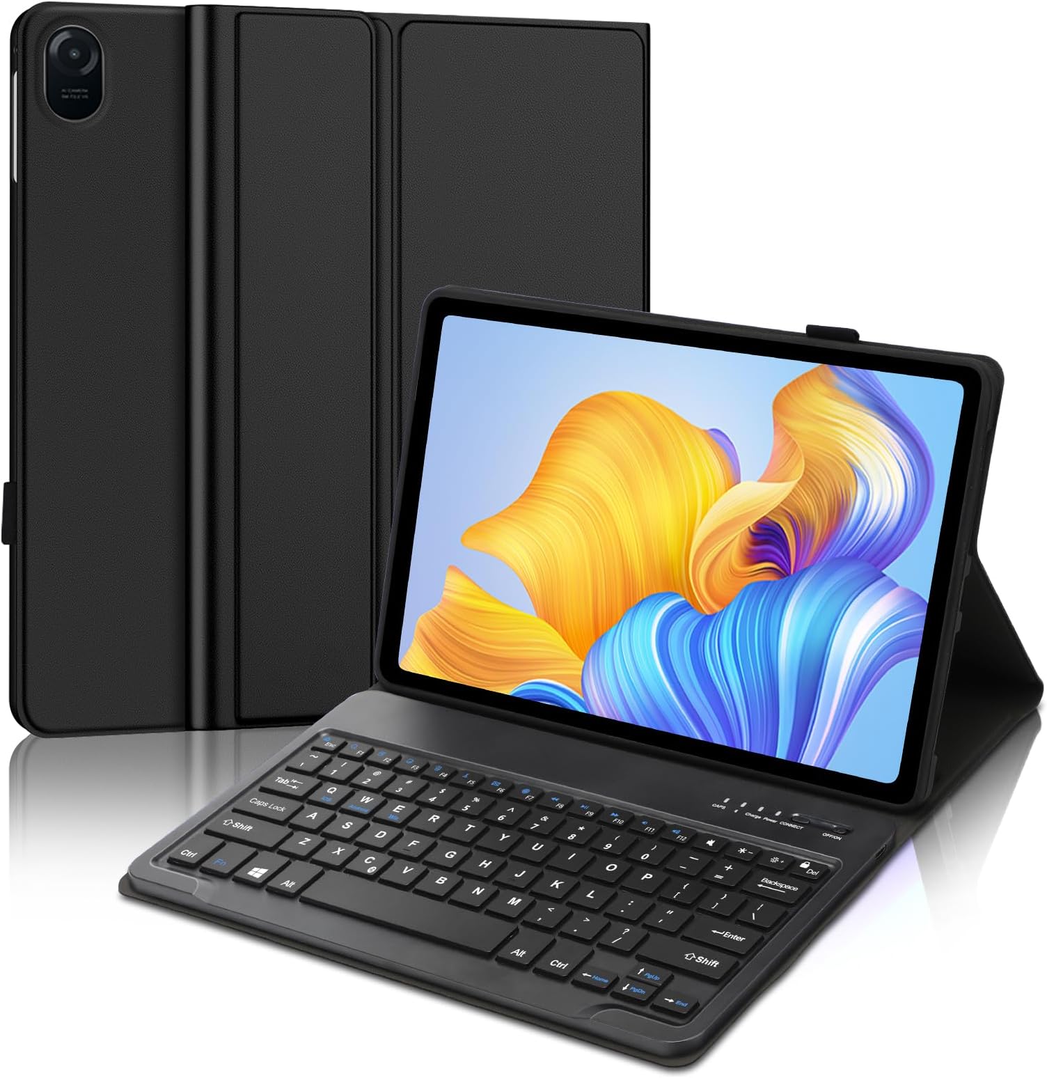 JADEMALL Keyboard Case for Honor Pad 8, Wireless Magnetic Detachable Bluetooth Keyboard(QWERTY Layout), Premium PU Leather Cover with Pencil holder for HONOR Pad 8 12-inch Wi-Fi Tablet, Black