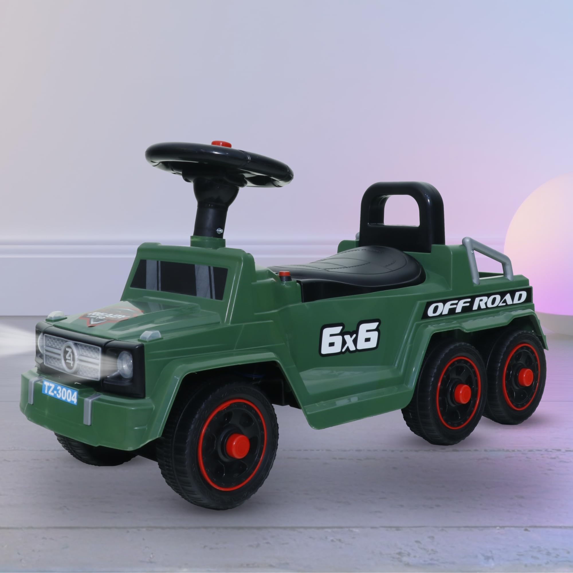 Toyzoy Off Road Ride-on Jeep (6x6) with LED Light & Music| Toddlers Push Ride Baby Jeep with Backrest, Under Seat Storage, Age Group 2 to 5 Years| Carrying Capacity - 25kgs (Green)