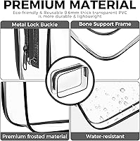 Vista 4 de Bolsa de maquillaje transparente AURUZA, bolsas de aseo portátiles para viajes con cremallera, bolsas organizadoras transparentes aprobadas por