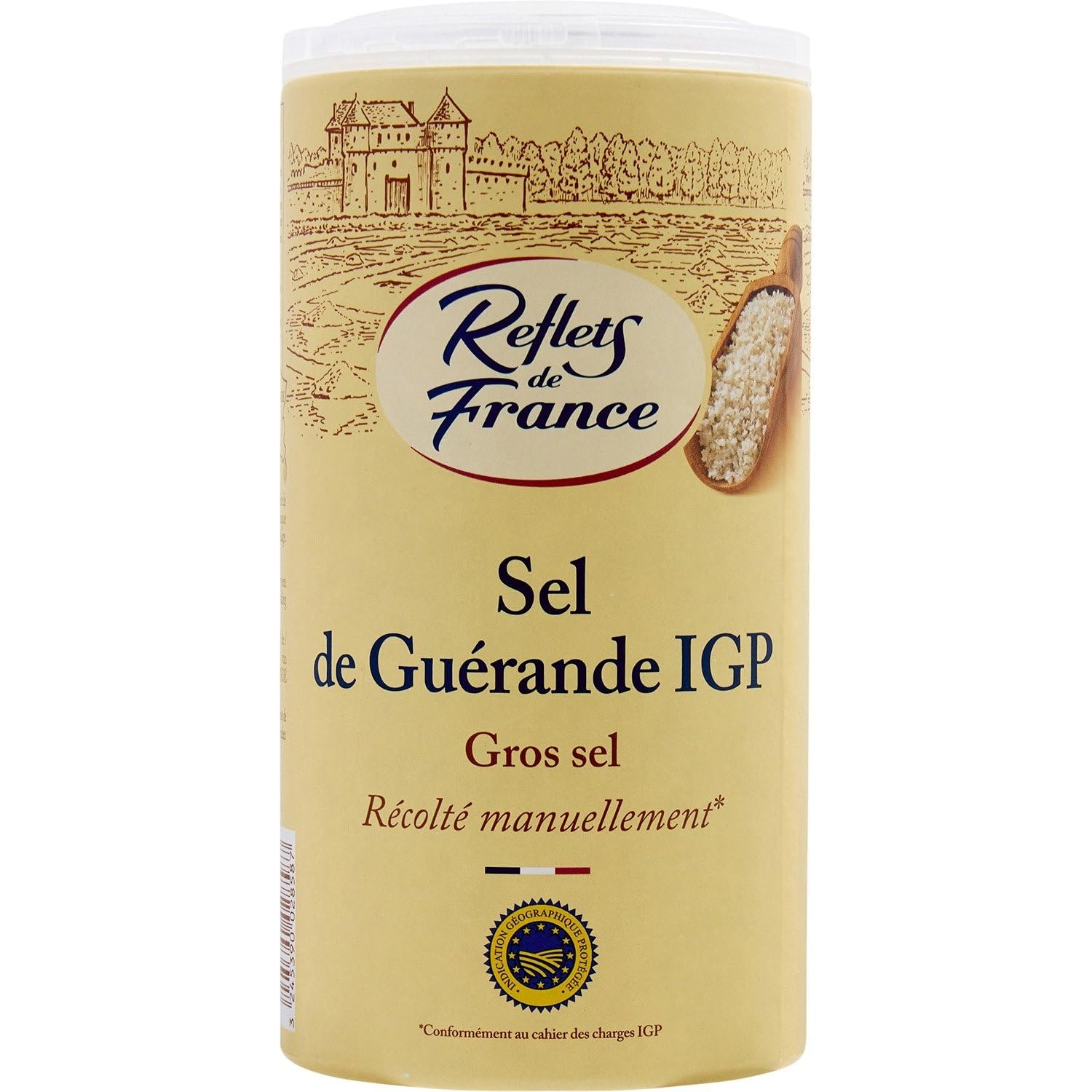 REFLETS DE FRANCE Gros Sel de Guérande IGP - Récolté manuellement - Format pratique 500g en boîte carton - Sel marin artisanal français - Lot de 4