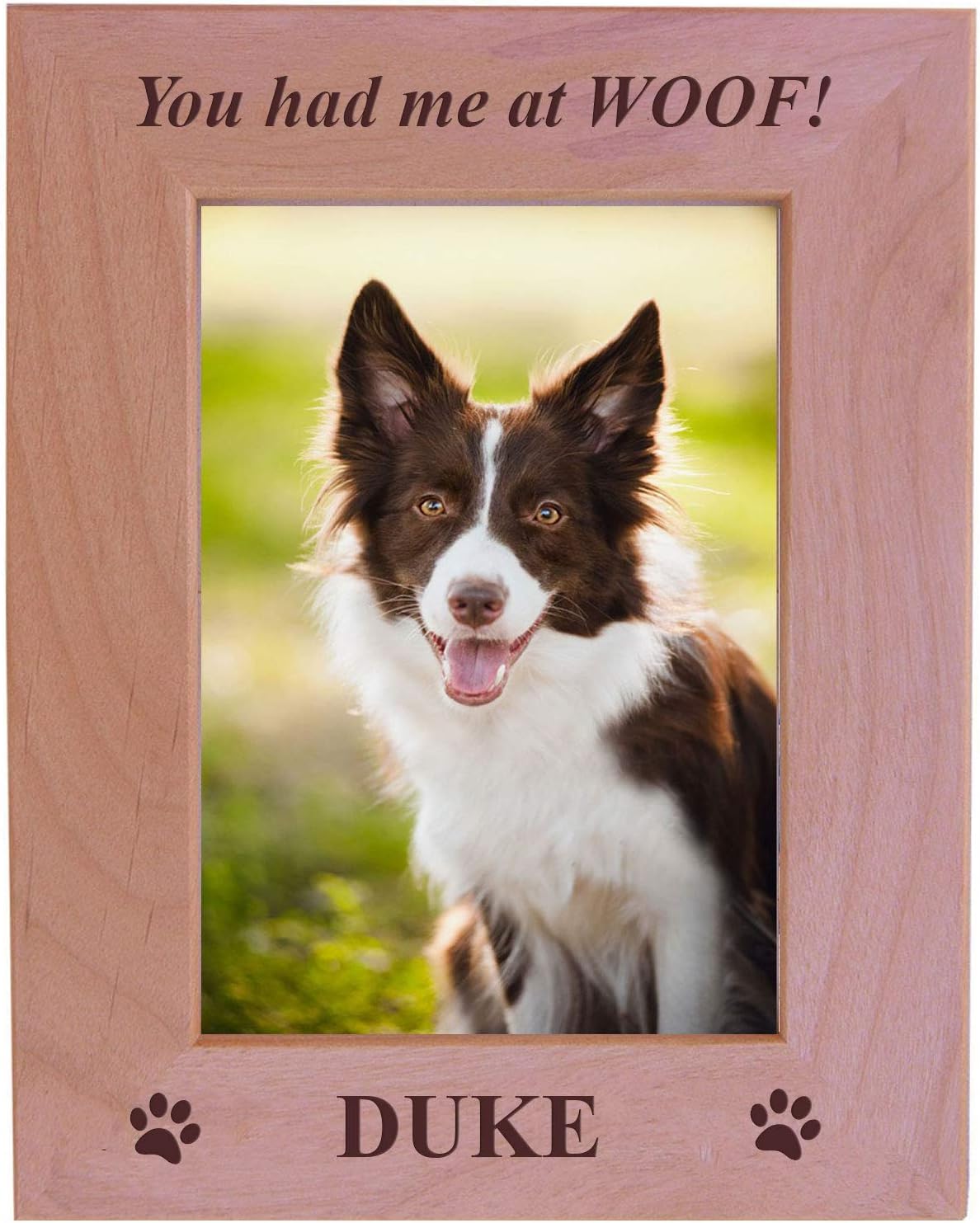 CustomGiftsNow You had me at WOOF! - Custom Engraved Alder Wood Picture Frame - Add Your Dogs Name (5x7 Vertical)