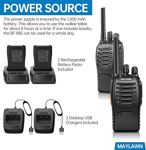 Miniatura 3 de Walkie Talkies Paquete de 2, Walkie Talkies de largo alcance para adultos con baterías recargables, radios bidireccionales con auriculares y