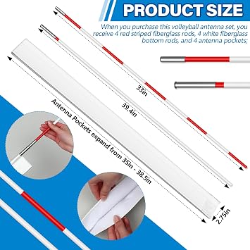 Shappy Volleyball Antenna Pole Set with Sleeve Collapsible Fiberglass