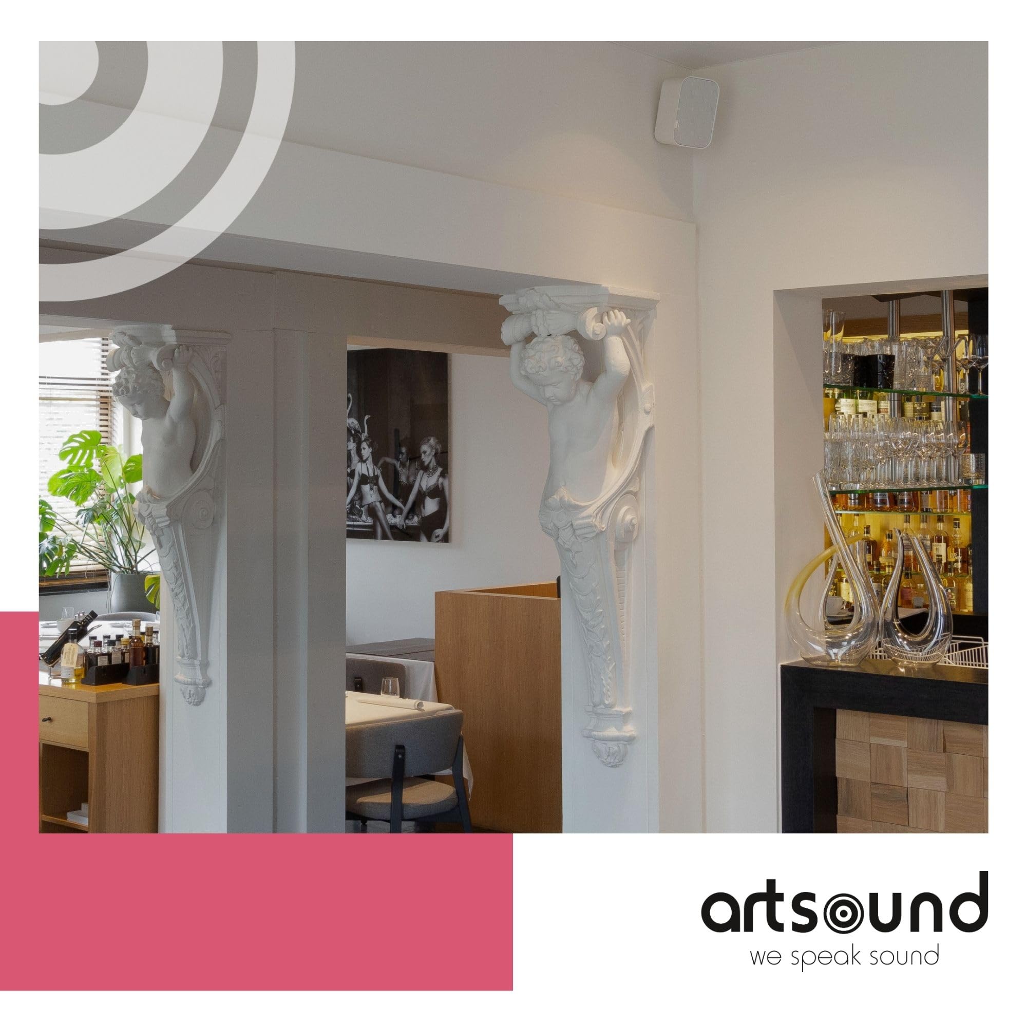 Artsound UNI20, Ensemble de 2 Enceintes passives, Enceinte HiFi 2 Voies, 10-40 Watts, Support Mural avec Articulation à rotule, Convient pour des espaces jusqu'à 20 m² tels Que Couloir, Cuisine,