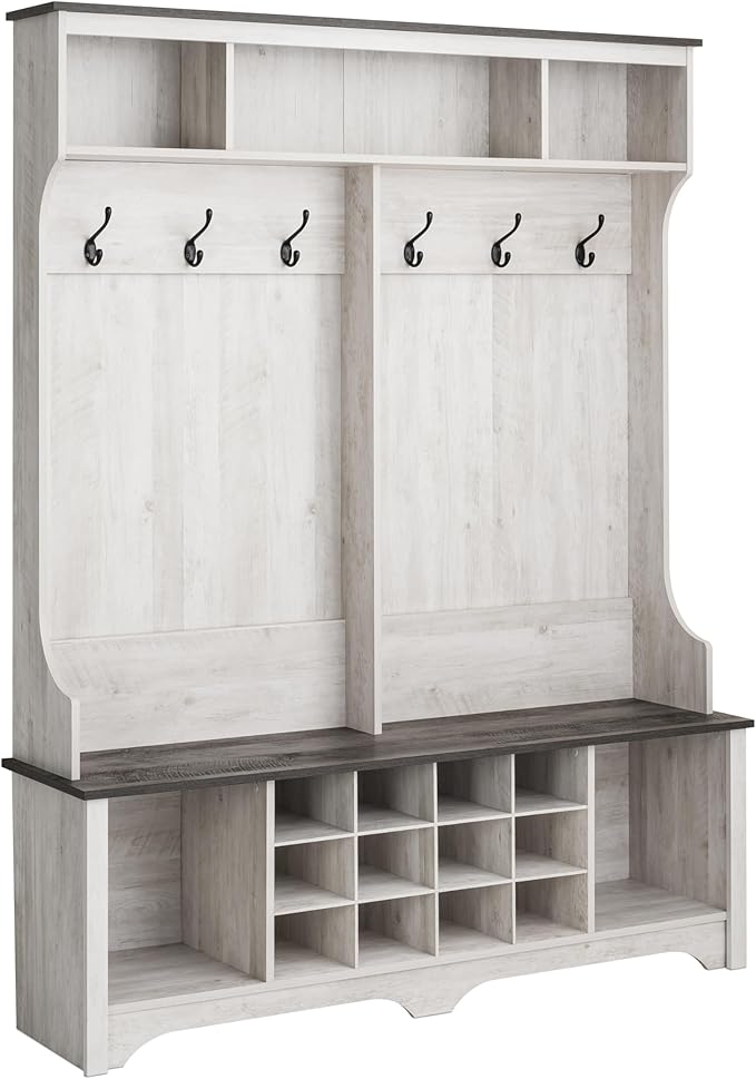 Prepac Hall Tree Hallway Storage with Shoe Cubbies