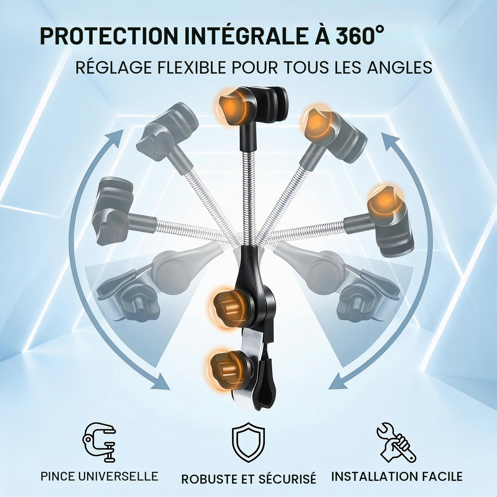 Support de parapluie pour poussette, support de parapluie réglable pour déambulateur, accessoire de parasol universel pour poussette, chaise de plage, vélo, chariot de golf, chaise de camping