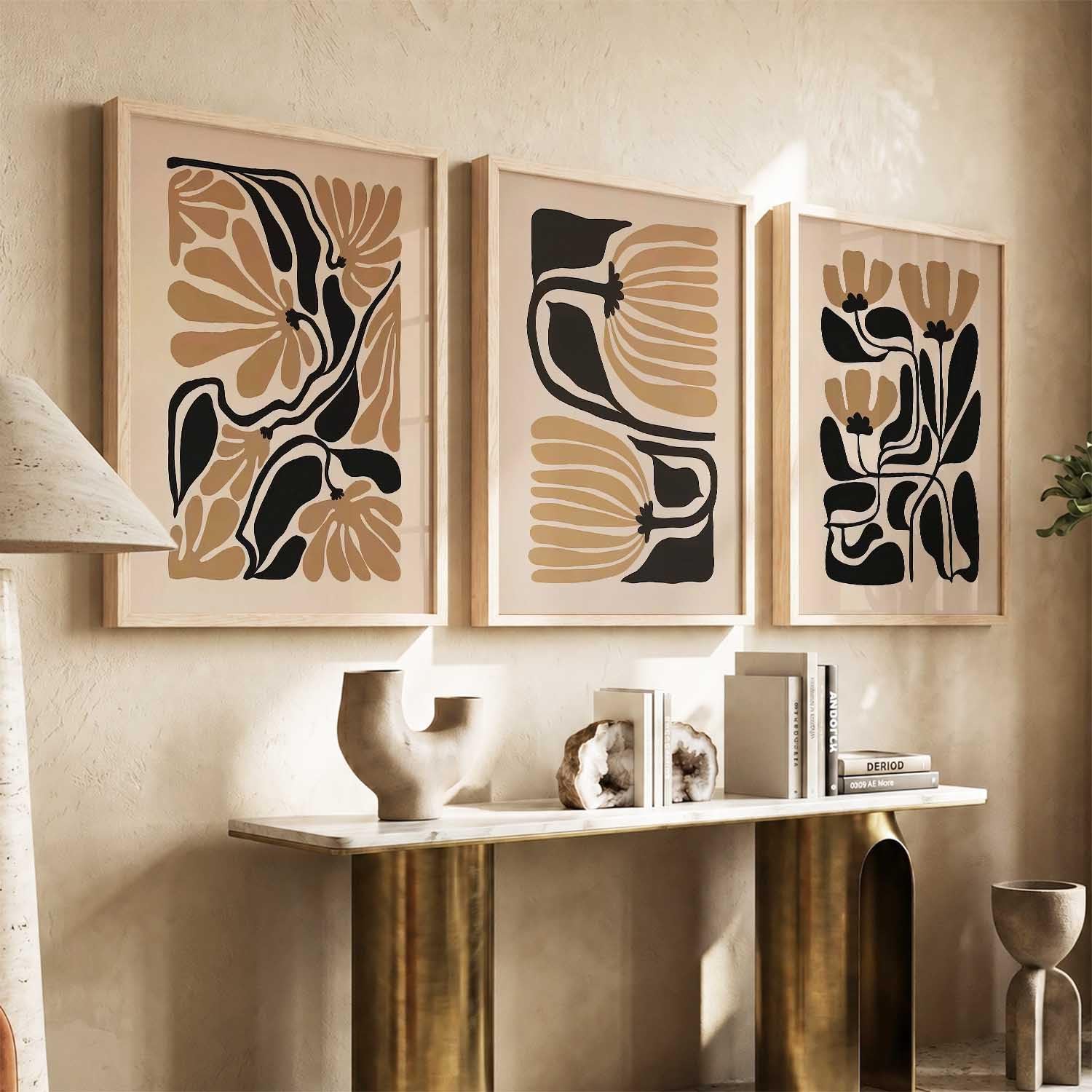 Bohemian Wall Art Set - Floral Prints with Frame -27 Bohemian Wall Art Set - Floral Prints with Frame -27