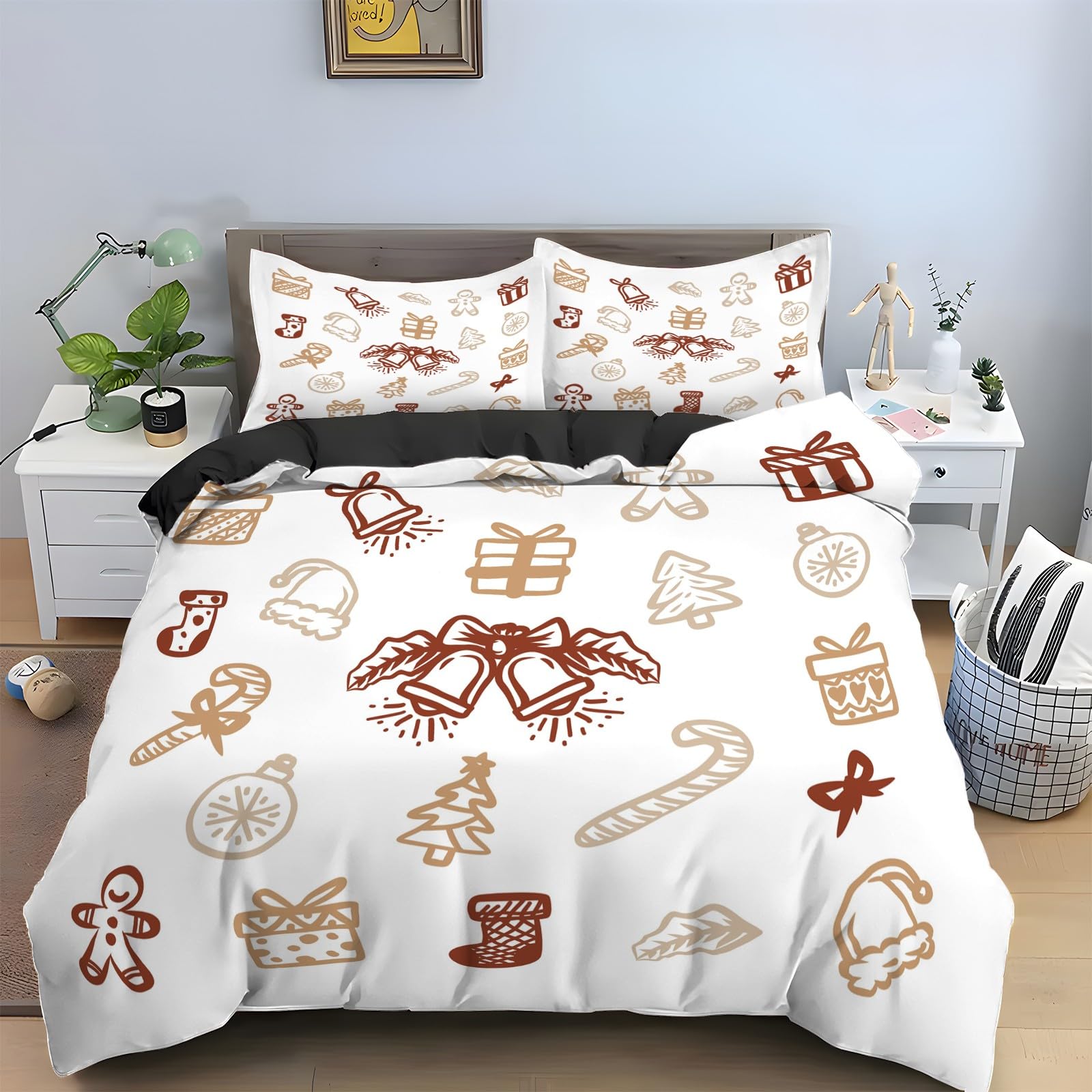 Parure de lit Noël 90x190 en microfibre douce premium aux finitions zippées