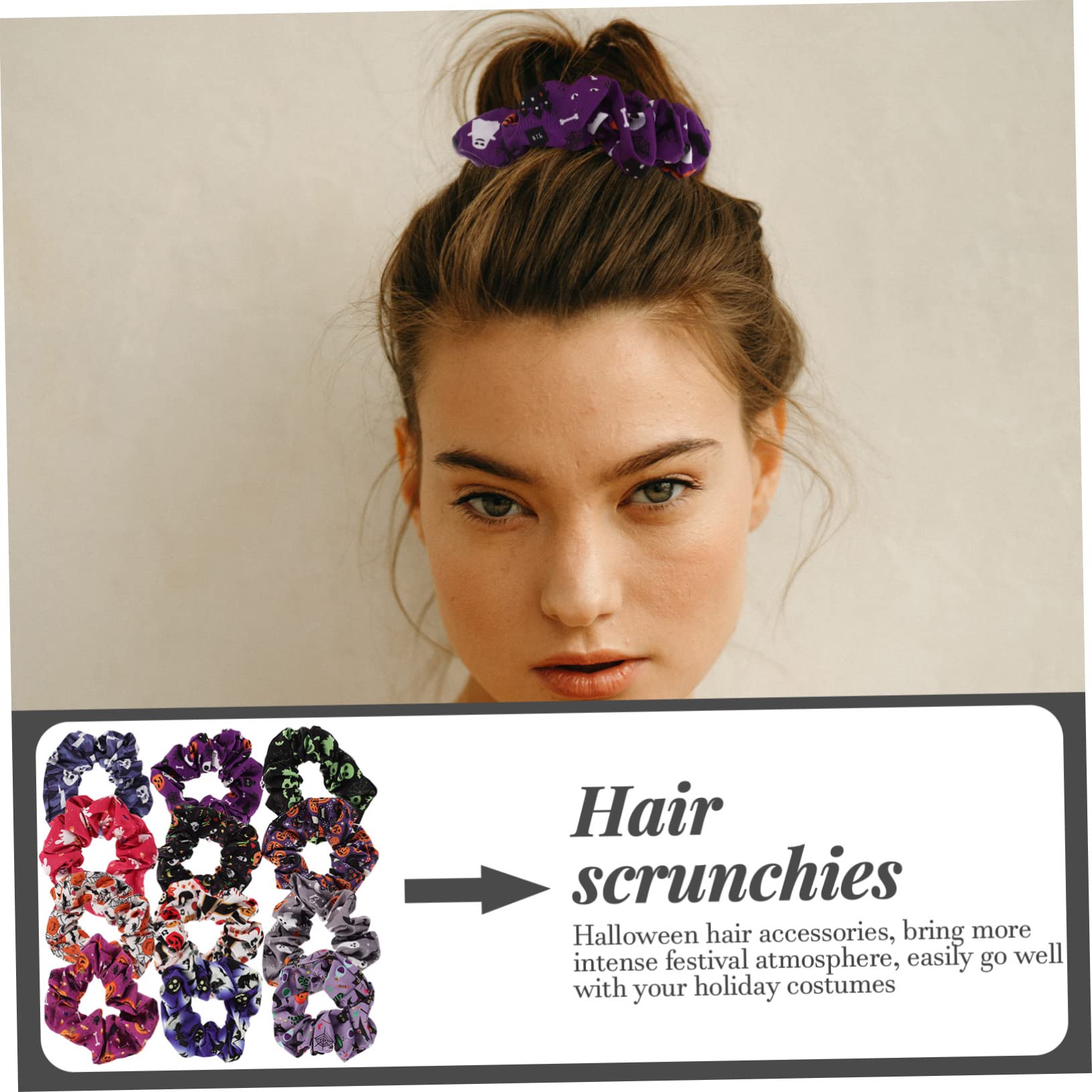 FRCOLOR 4 Set Di Fasce Per Elastiche Spesse Per Donne Fermagli Per Di Halloween Elastici Per Scrunchies Elastici Per A Spirale 12 Pezzi*4