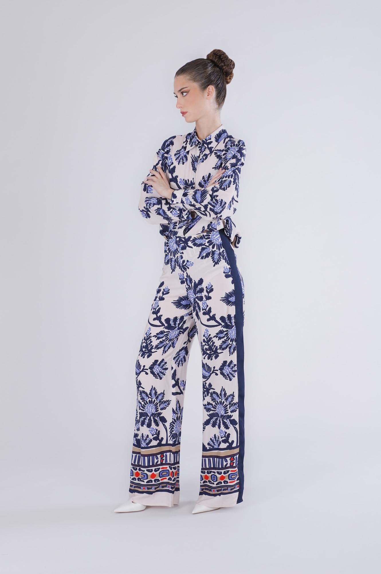 CAFèNOIR - Pantalón Palazzo estampado para mujer, color