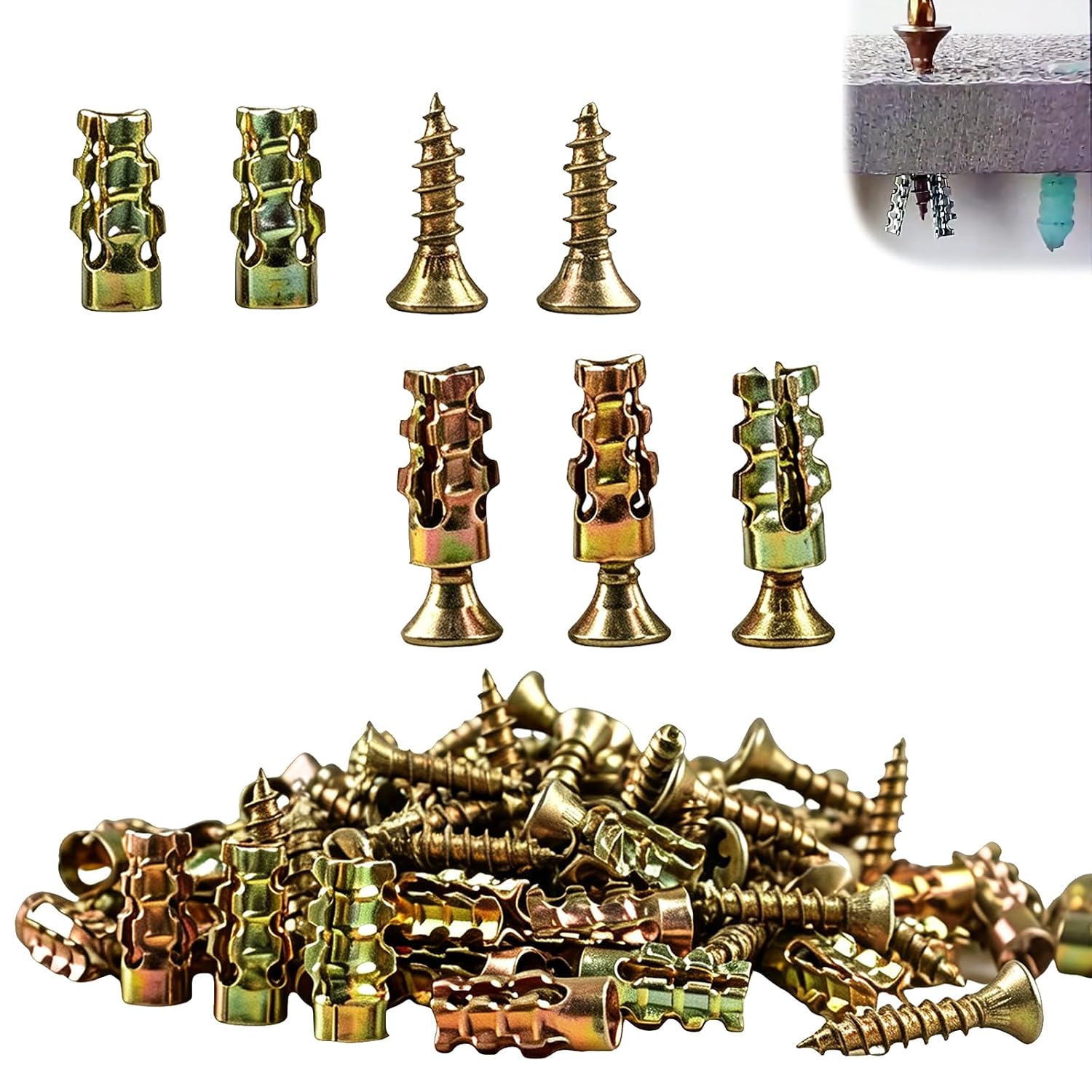 1/4×0.57"Short Expansion Anchors Screw Set for Door Hinge Restoration (100)