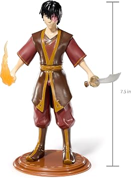 BendyFigs The Noble Collection Avatar Zuko - Noble Toys 19cm Bendable Posable Collectible Doll Figure With Stand and Mini Accessory
