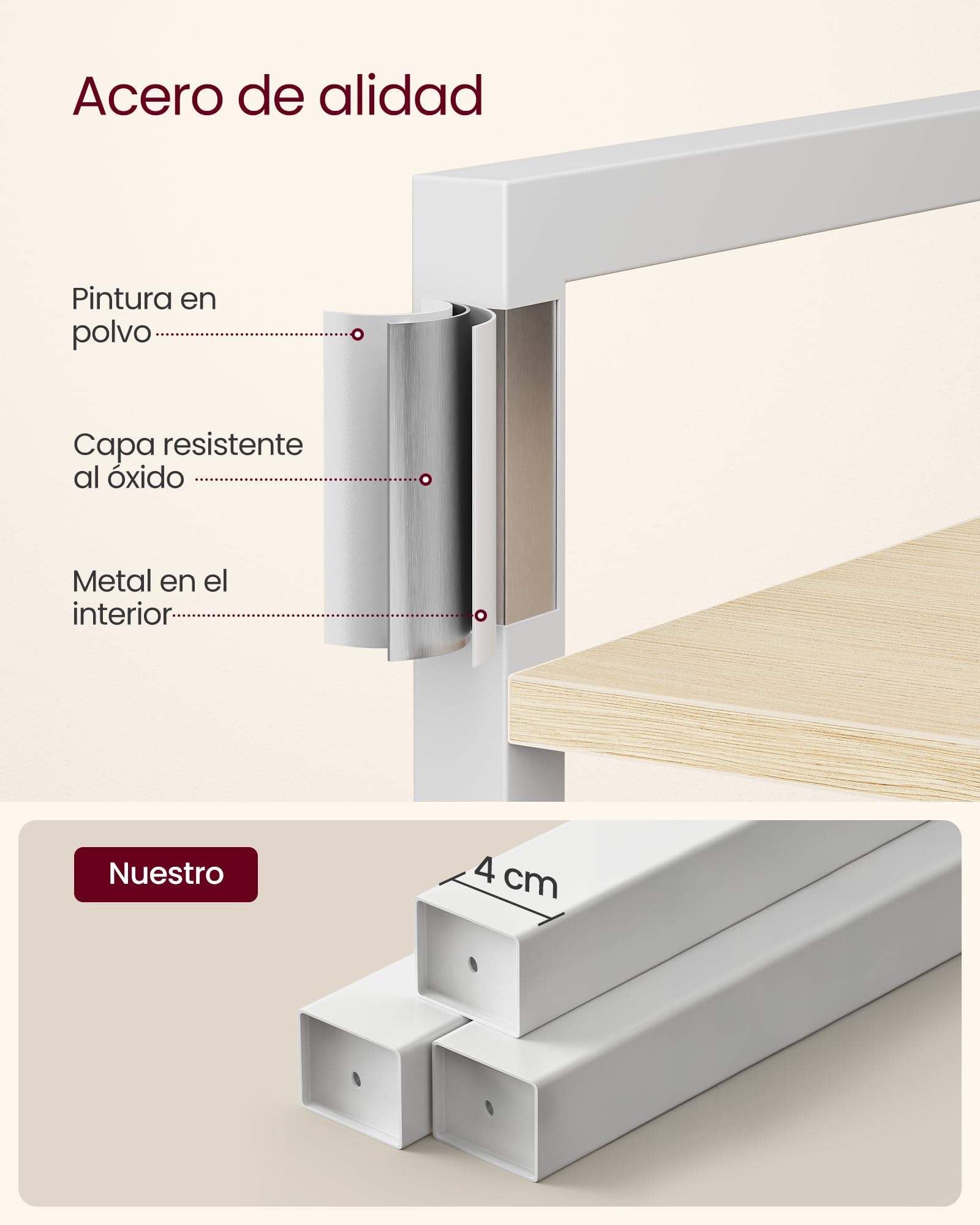 VASAGLE Librería de 6 Niveles, Biblioteca, Estantería Industrial | Biblioteca, Estantería para Oficina, Estudio, Sala de Estar, Dormitorio, Beige Natural y Blanco Mate LLS062LL01