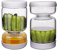 Vista 6 de Pickle Jar, Pickle and Olive Hourglass Jar Pickle Juice Separator from Wet and Dry, Upgrade Food-grade ABS Lid and BPA Free Hourglass Pickle Jar for