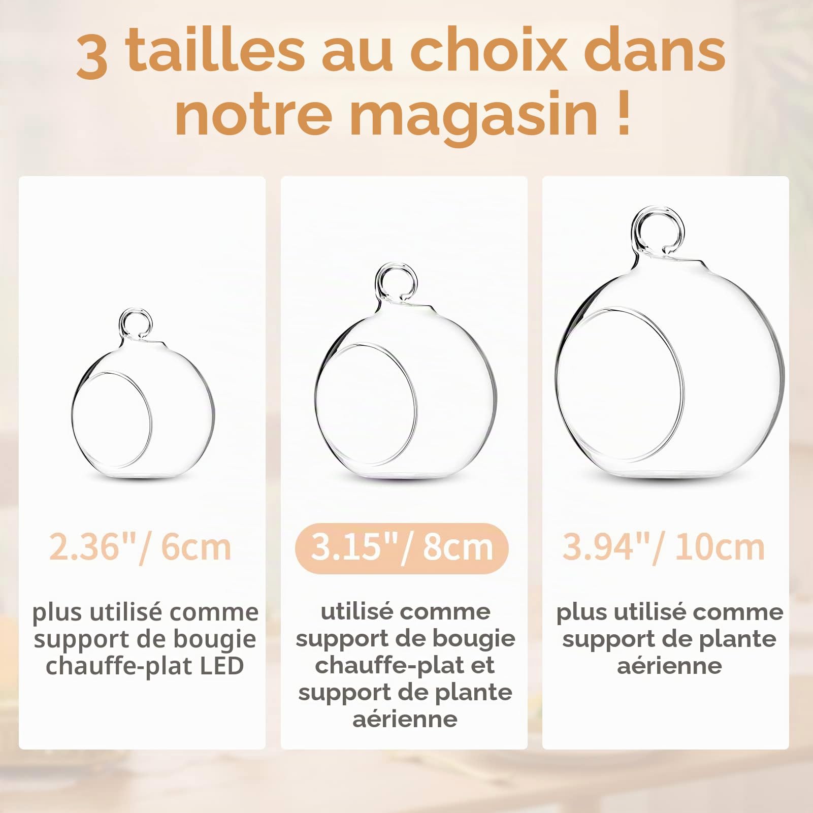 NUPTIO Porte-Tealight Suspendu en Boule de Verre: Photophore Boules | 12 Pièces 8cm Globe Bougeoirs Plante Terrariums Jardin Miniature Jardinières Maison Noël D'intérieur Bricolage Cadeaux