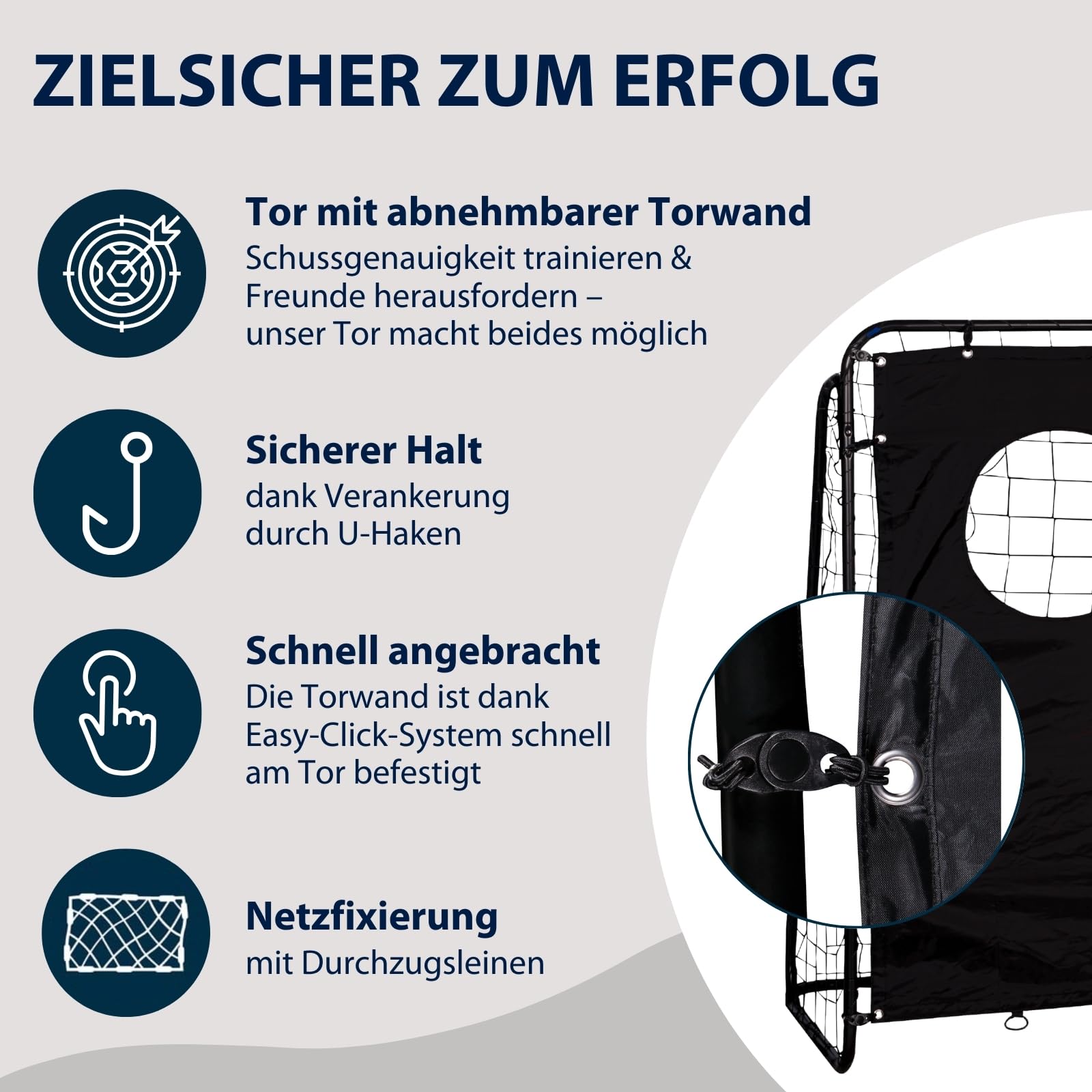 HUDORA Fußballtor Trainer mit Torwand - robustes Outdoor Fußballtor für Kinder & Erwachsene - Torwand mit zwei verstärkten Schusslöchern - wetterfestes Fußballtor für Training & Freizeit
