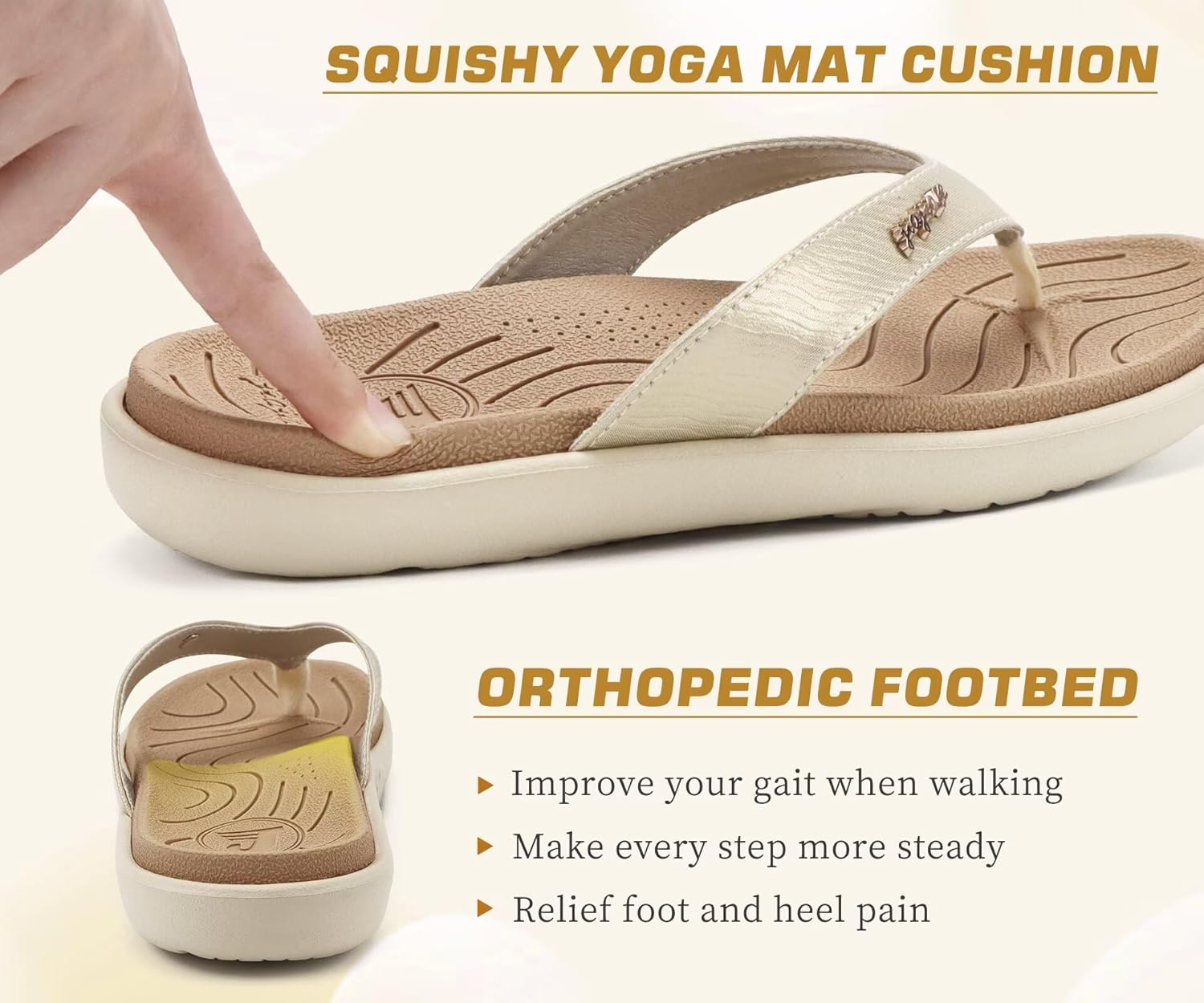 jiajiale Womens Fashion Orthotic Flip Flops Ladies Slip On Lightweight Comfortable Thick Cushion Yoga Mat Thong Sandals With Plantar Fasciitis Arch Support - Image 5