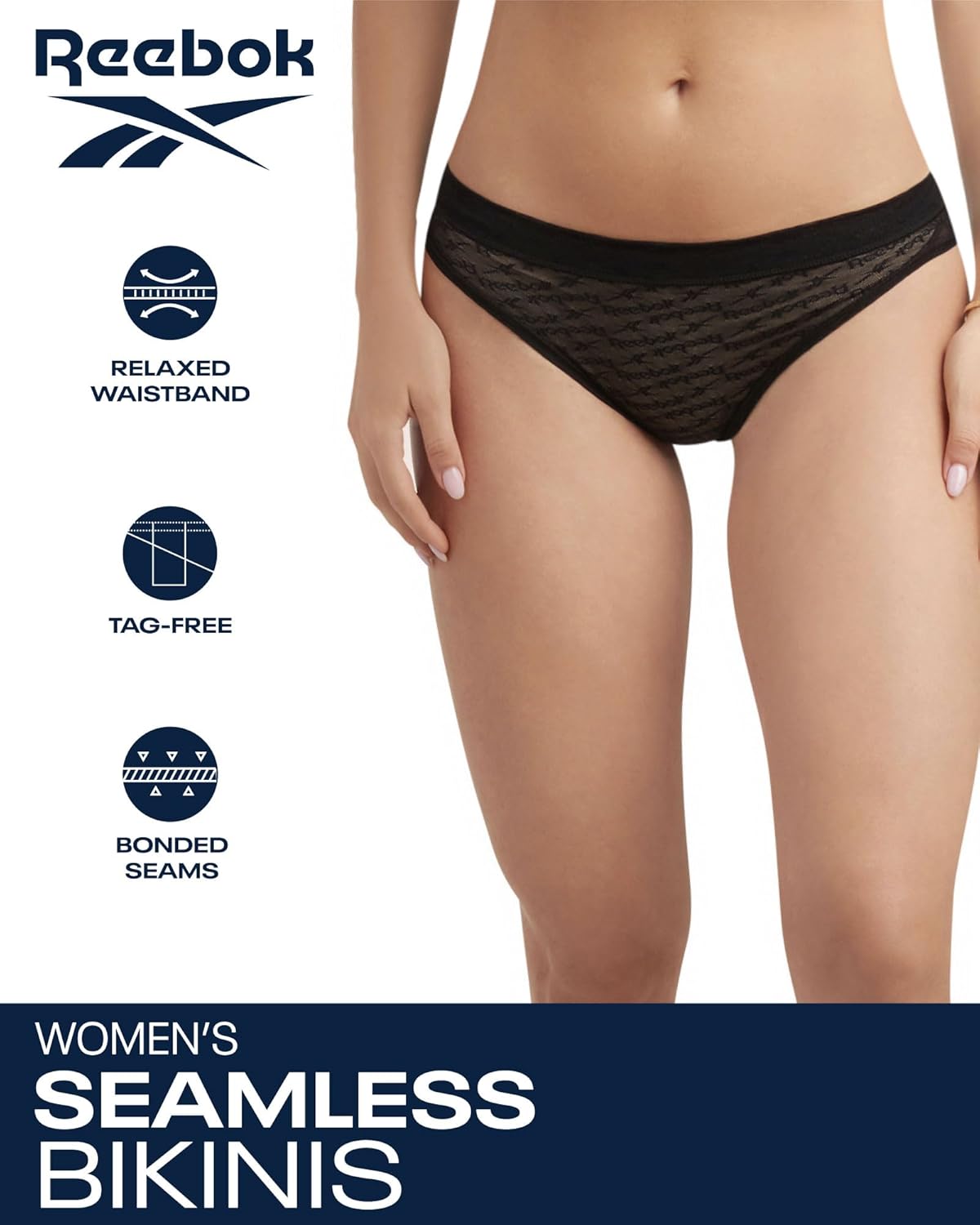 Reebok Womens Bikini Underwear - 10 Pack Stretch Performance Briefs Bikini Panties - Seamless Underwear for Women (Size S-XL) - Image 2