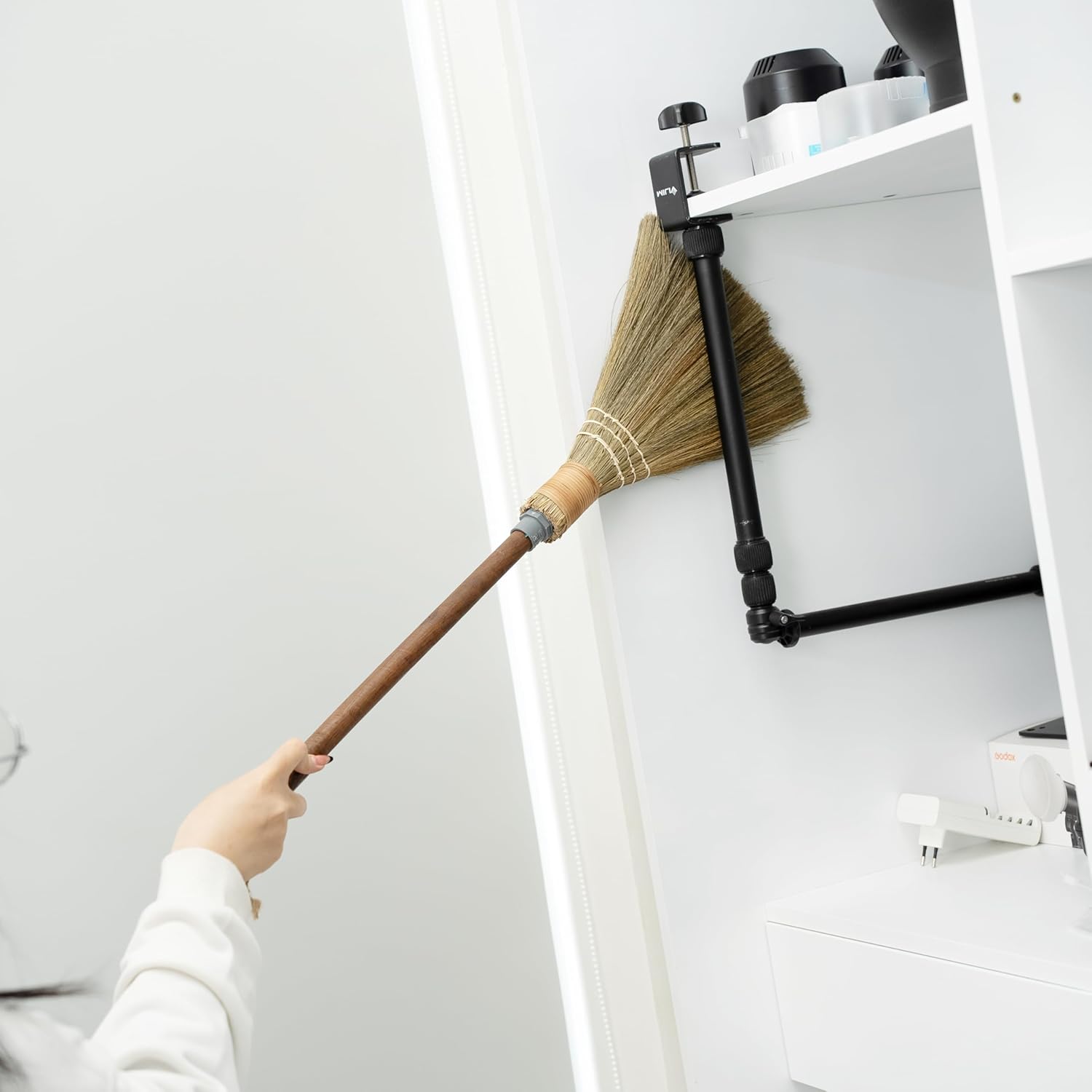 BMart Home Natural Whisk Sweeping Brownn Handle Broom - Vietnamese Straw Soft Broom for Cleaning Dustpan Indoor-Outdoor, Sofa, Car Hood, Decoration Items - 9.84'' Width, 29.75" Length