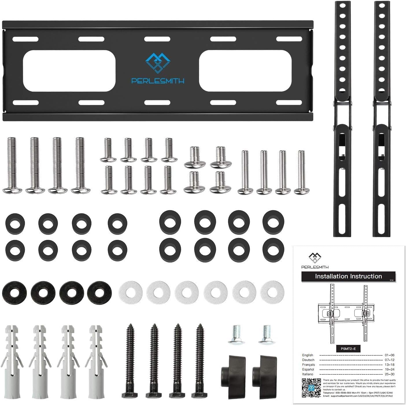 PERLESMITH Supporto TV Parete Inclinabile 26-65 Pollici 60 kg VESA 400x400 mm