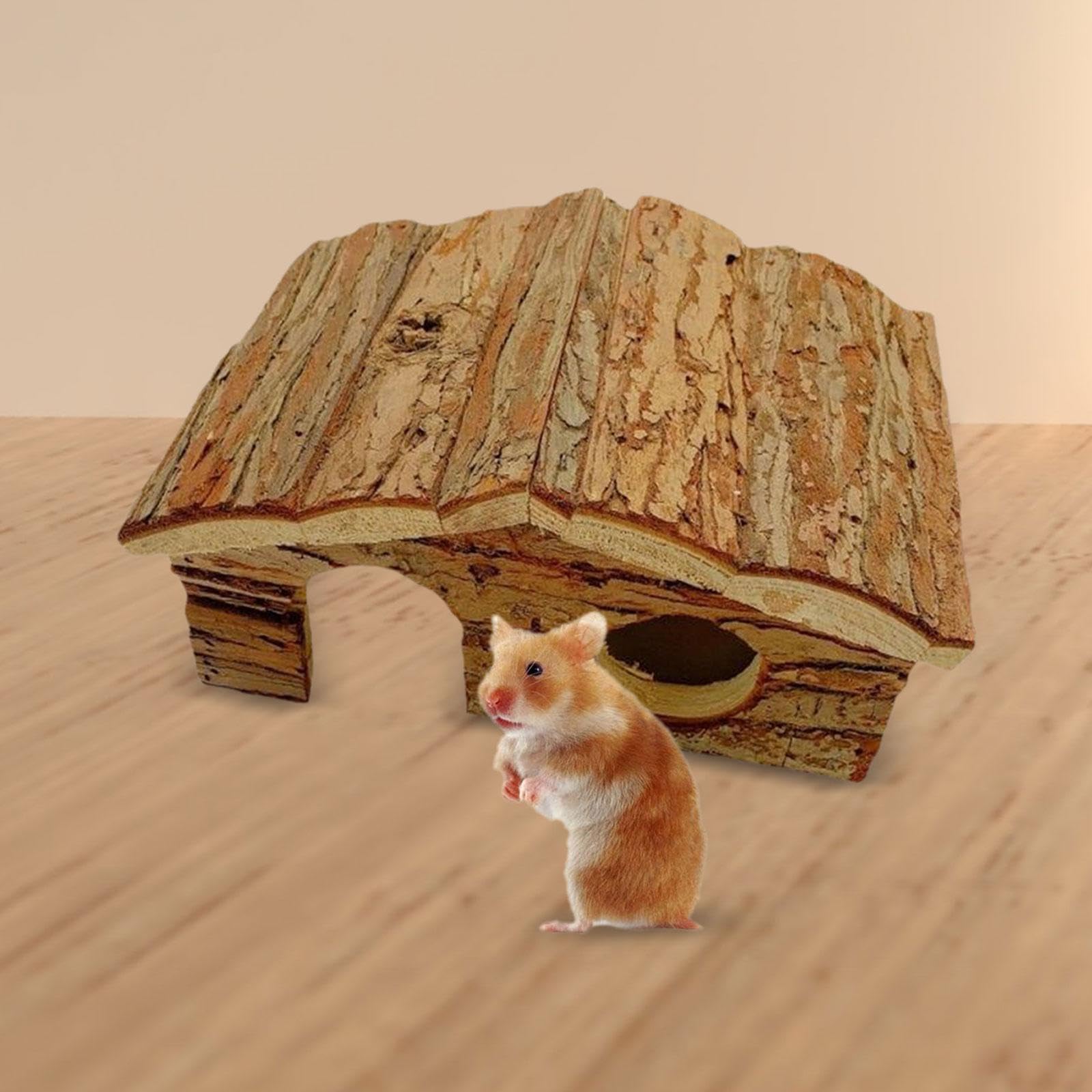 Hamster Cage Hamster Wood House Hideout With Ladder & Slide - Multi-Function Small Pet Habitat Wooden Hamster Hideout With Ladder And Slide