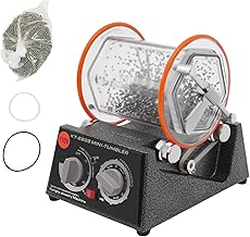 Wawuwao 60W Jewelry Polisher Tumbler with Polishing Beads - 3kg / 6.6LBS Capacity, 5-Speed & 60-Min Timer, Transparent Barrel for Metal/Coins