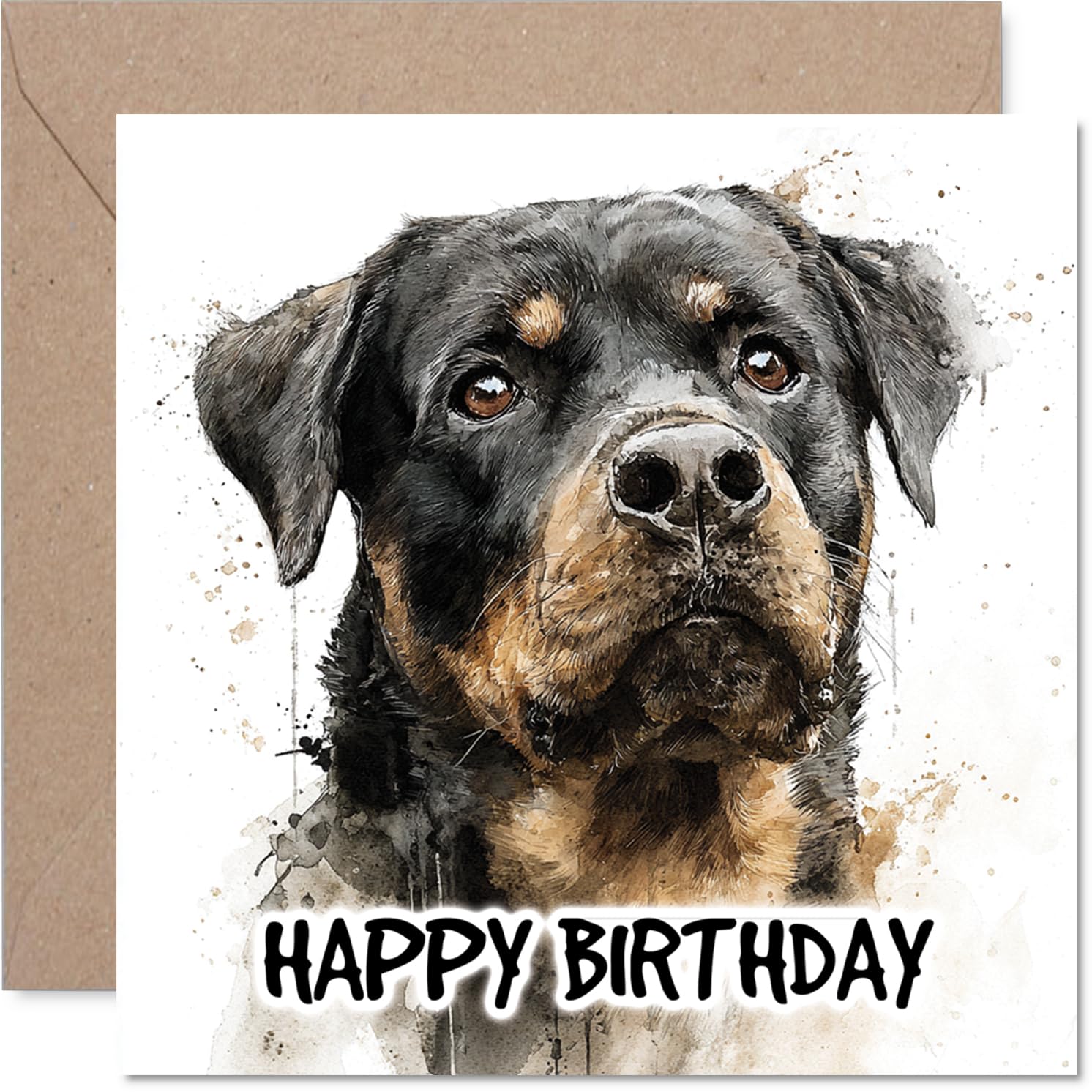 Rottweiler Birthday Card for Men Women - Dog Breeds - Happy Birthday Card for Cousin Husband Nanny Colleague, 145mm Bday Greeting Cards