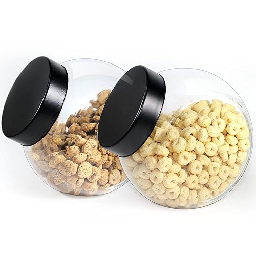 Wide Mouth Glass Food Storage Jars with Black Lids
