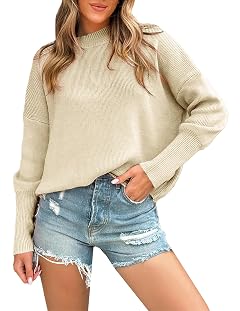 Womens Cute Ribbed Knit Batwing Sleeve Pullover Sweater Spring 2026 Ladies Casual Dressy Crewneck Sweaters